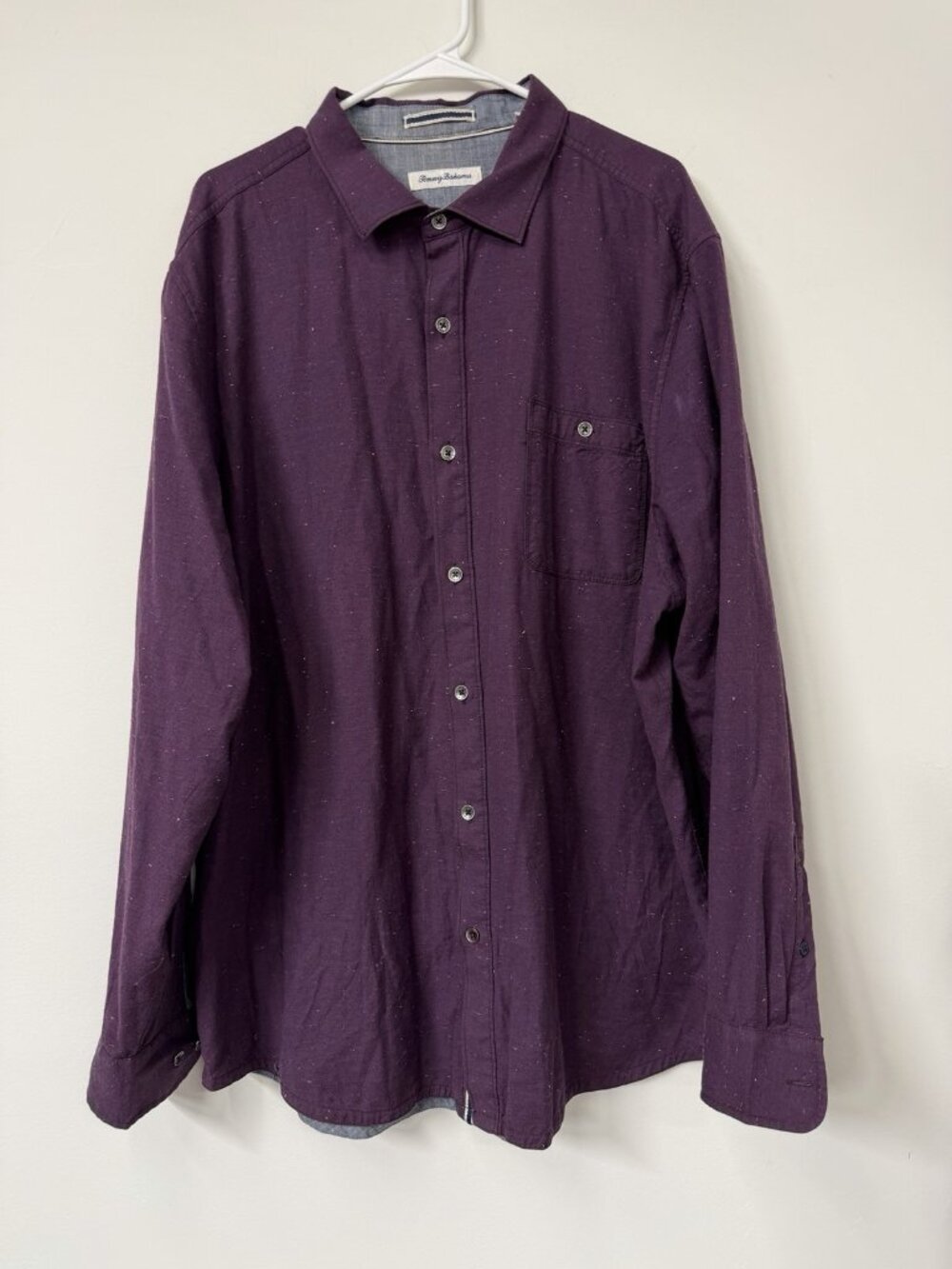 Tommy Bahama Men's XXL Pebble Shores Purple Long Sleeve Button Shirt Speckled